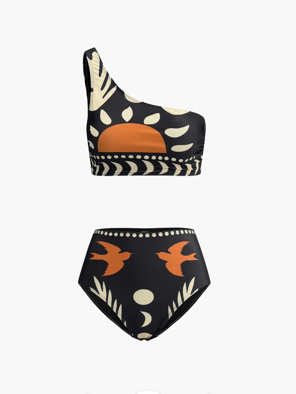 Commense Bird Print Asymmetrical Neck Bikini Set Size Medium NWT